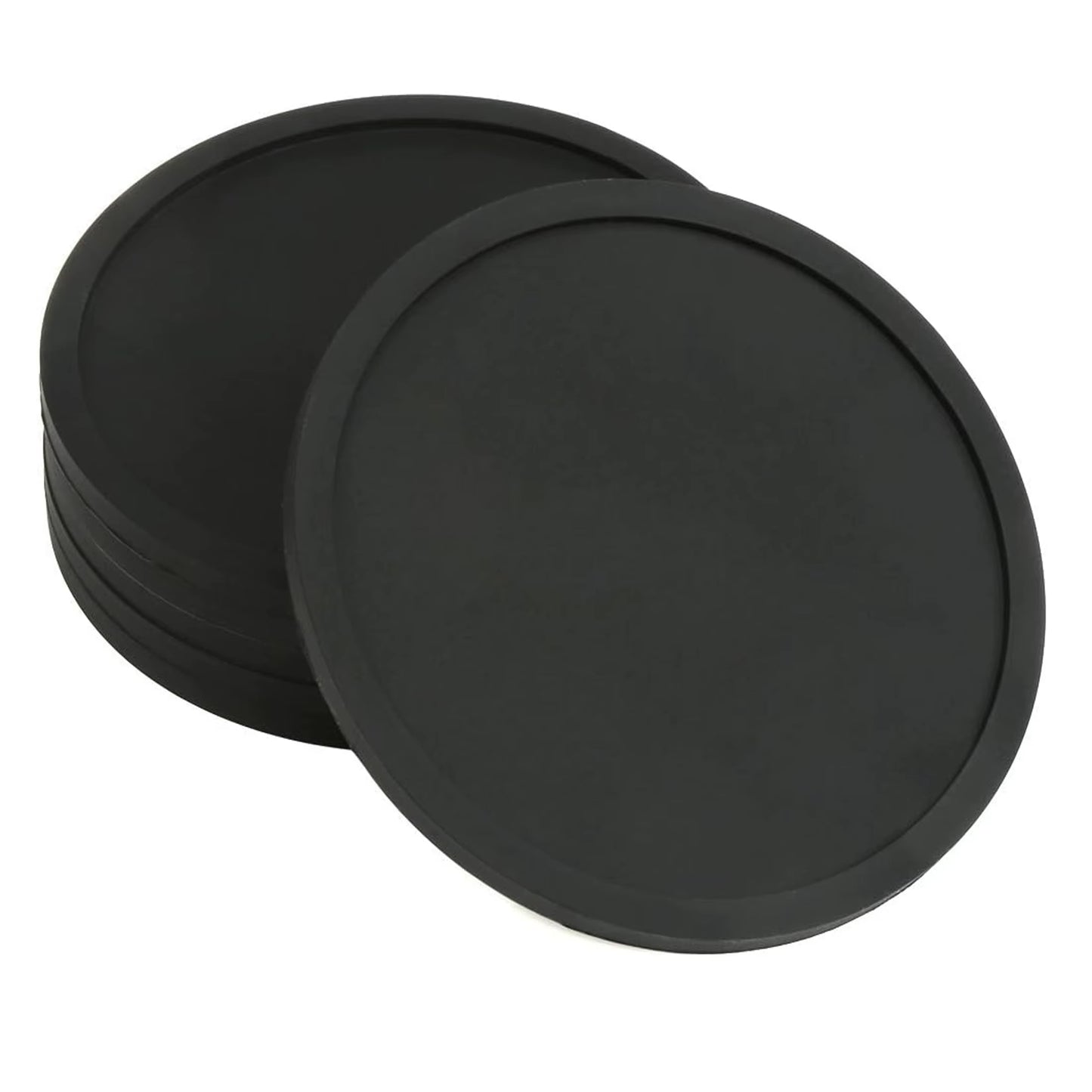 Non Slip Silicone Drink Coasters Large Black Cup Coaster Set for Outdoor & Indoor Drinks - anti Stain & Heat Resistant - Cup Tab