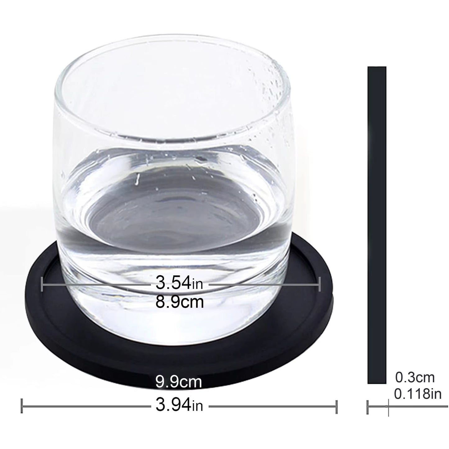 Non Slip Silicone Drink Coasters Large Black Cup Coaster Set for Outdoor & Indoor Drinks - anti Stain & Heat Resistant - Cup Tab