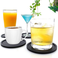 Non Slip Silicone Drink Coasters Large Black Cup Coaster Set for Outdoor & Indoor Drinks - anti Stain & Heat Resistant - Cup Tab
